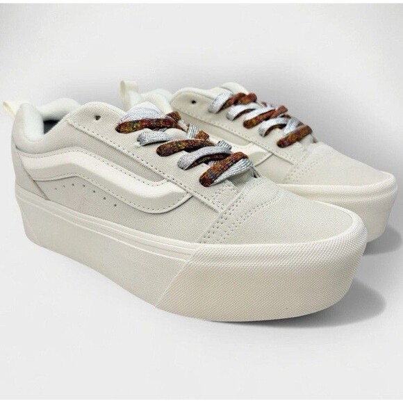 Vans Knu Skool Stack Platform Skate Shoes Tan Multi Laces W8 M6.5 - Picture 1 of 8